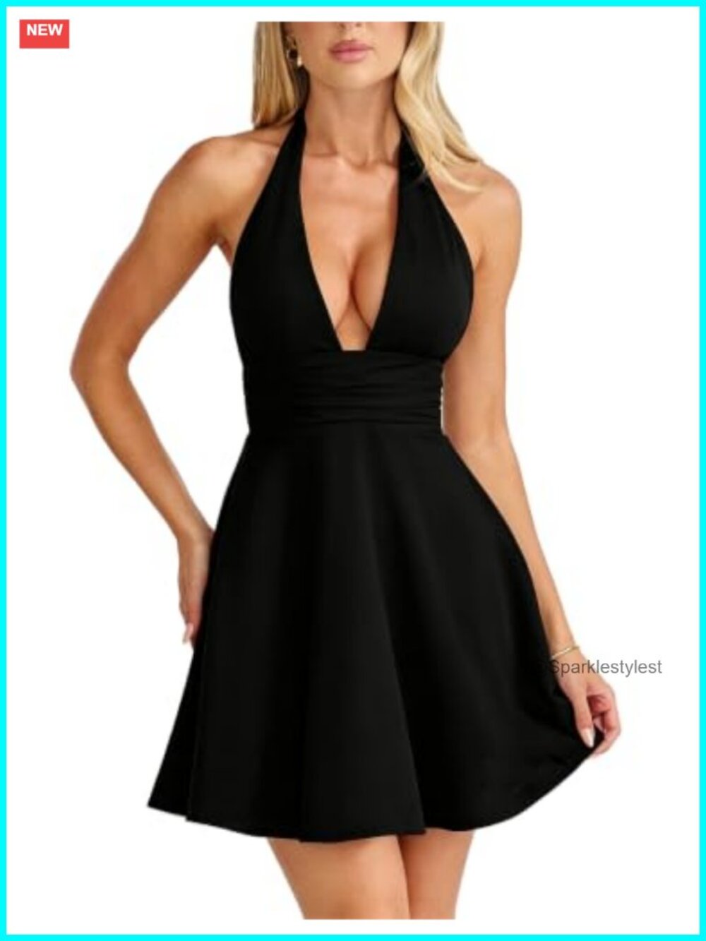 Sexy Halter A Line Ruched Mini Party Dress Sleeveless Tie Back